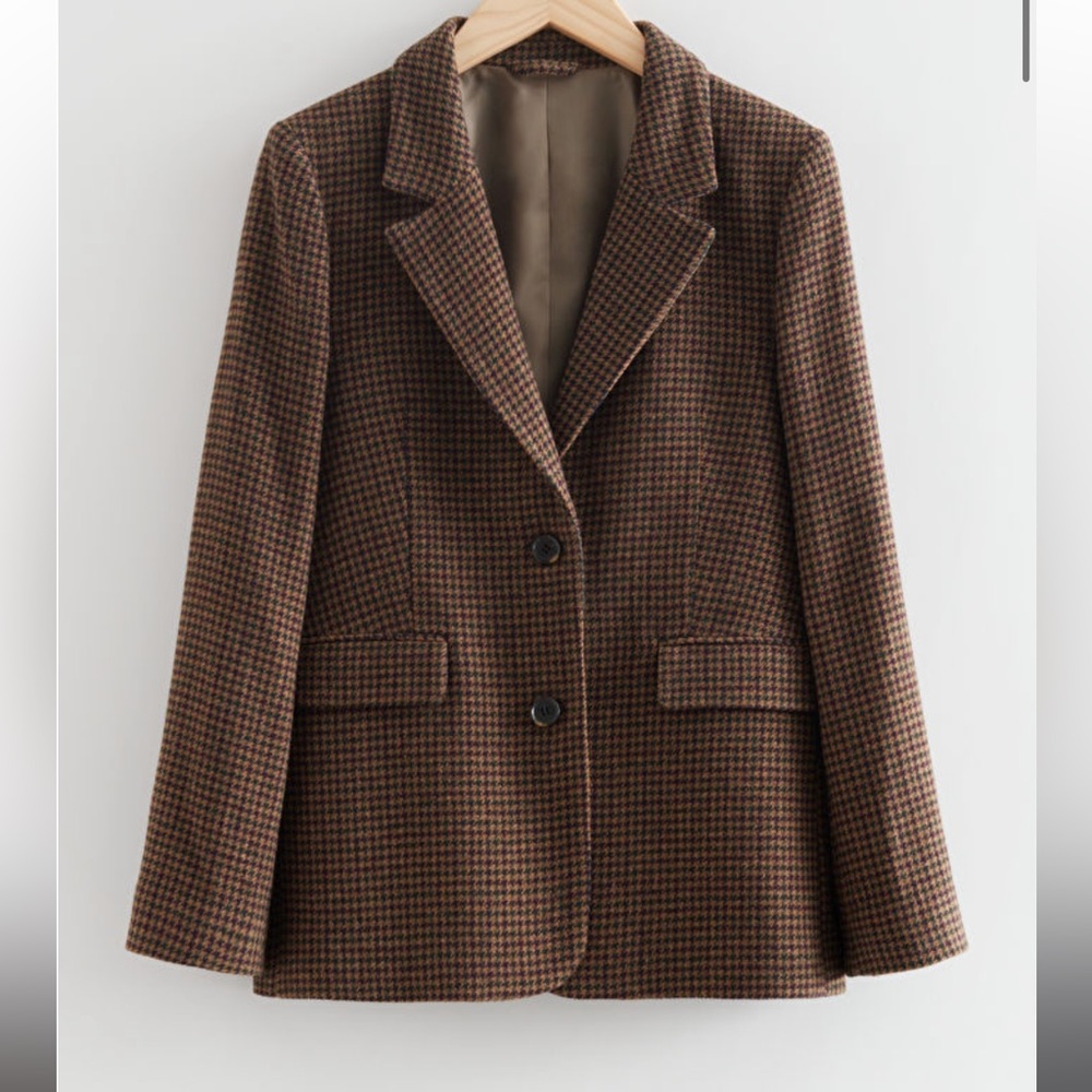 &OTHER STORIES FITTED HOUNDSTOOTH BLAZER ITALIAN WOOL SIZE SMALL/ 6